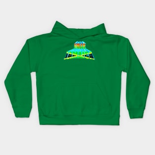 Irie Jamaica, Rasta colours and Jamaican flag in black green and gold inside the word Jamaica Kids Hoodie